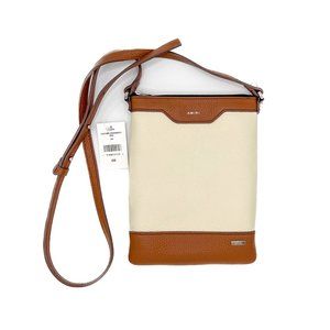Amiri Men's Leather Crossbody Bag in Brown and Creme, Made in Italy